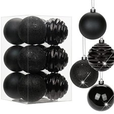 3.15" Christmas Ball Ornaments Black 12 Pcs 3.15"/12pcs Classic-black