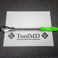 Snap-on Tools USA NEW GREEN 3/8" Drv. Hard Grip Long Flex Head Ratchet FHLFD80A