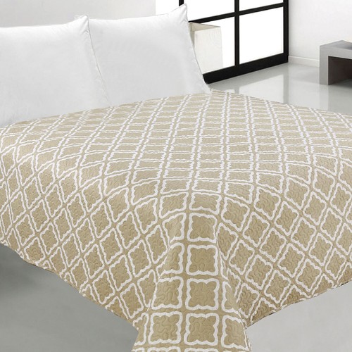 Mixibaby Bettüberwurf 240x260cm Silber - Gesteppte Tagesdecke Mit Karomuster