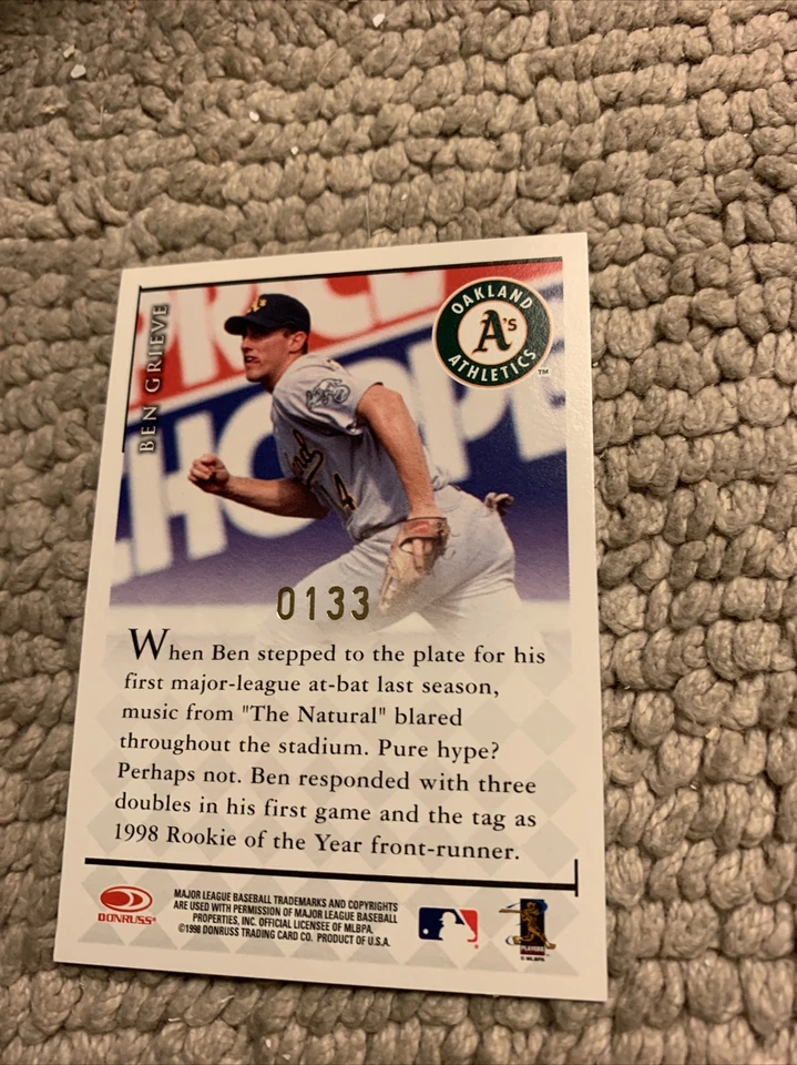 Autógrafo Ben Grieve 1998 Donruss Millennium Marks 0133. 1000 Signature Cb7 Foto 3 de 3