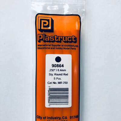 Styro Rod Plastruct Styrene Rod Round .250 O.D. x 10in Long pkg(5) 90864 | eBay