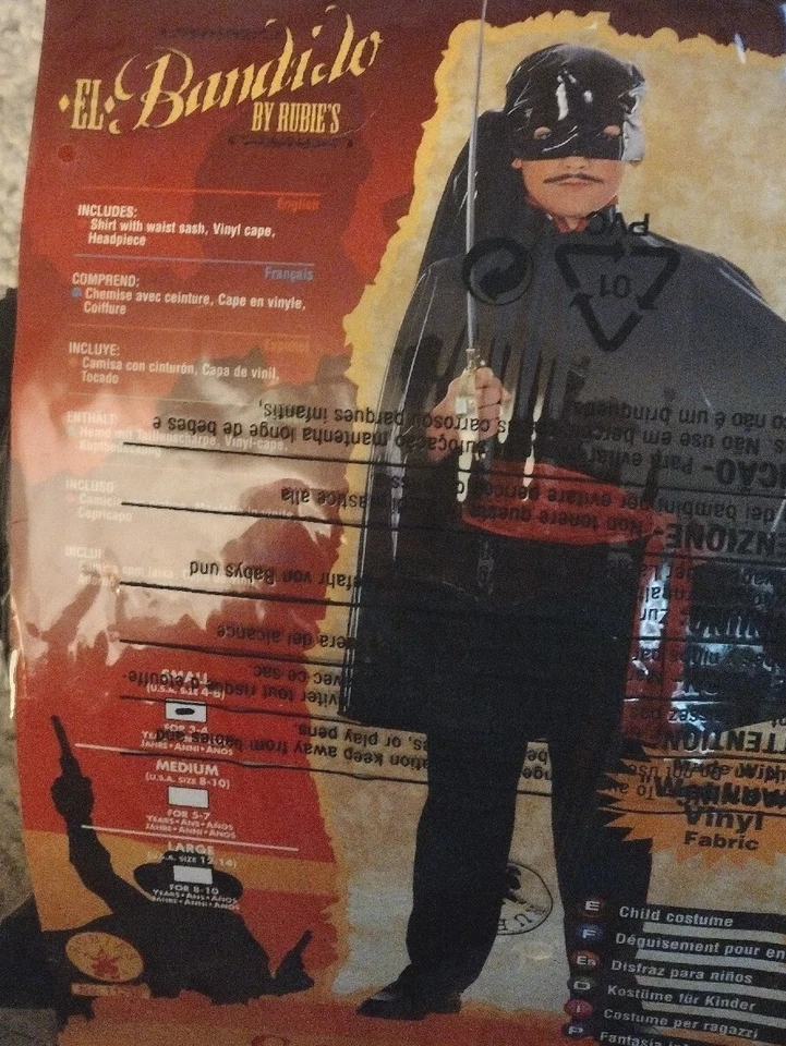 Disfraz Rubíes El Bandido Bandido Bandido Niño Talla S Vinilo Aspecto Húmedo Foto 3 de 4