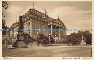 R567653 Wiesbaden Theater und Schuller Denkmal Jacobs Kunstanstalt Nr 591