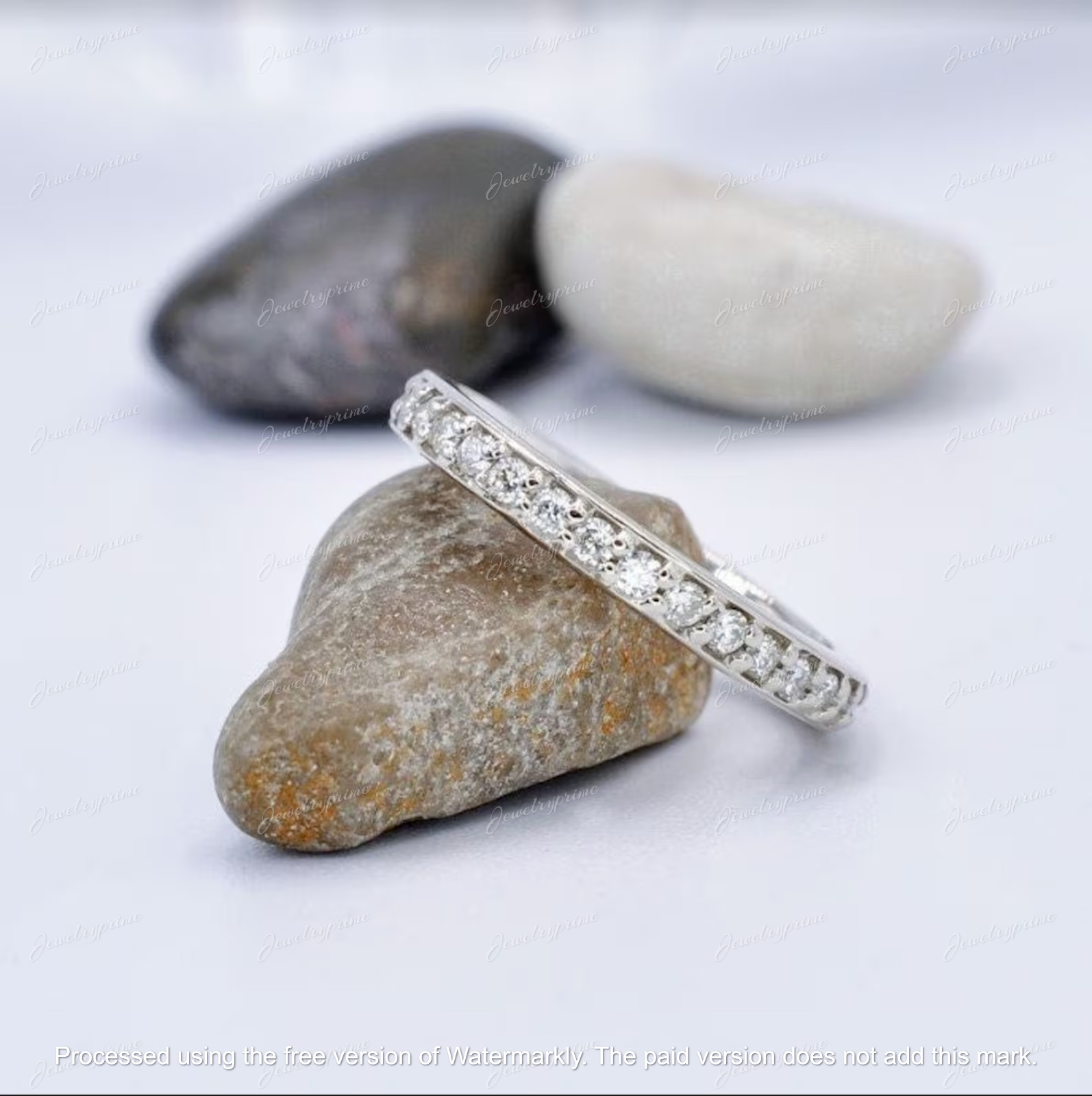 Round Cut Diamond 2Ct Full Eternity Lab Created Band Ring 14K White Gold Plated
