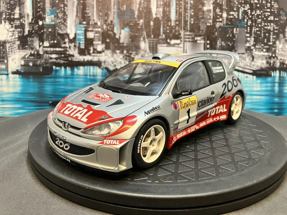 Auto Art 1/18 Peugeot 206 #1 WRC Monte-Carlo Gronholm Rautiainen modelo diecast Foto 2 de 4