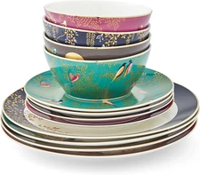 Sara Miller SMC79243-XD London Chelsea Collection 12 Piece Tableware Set, Porcel