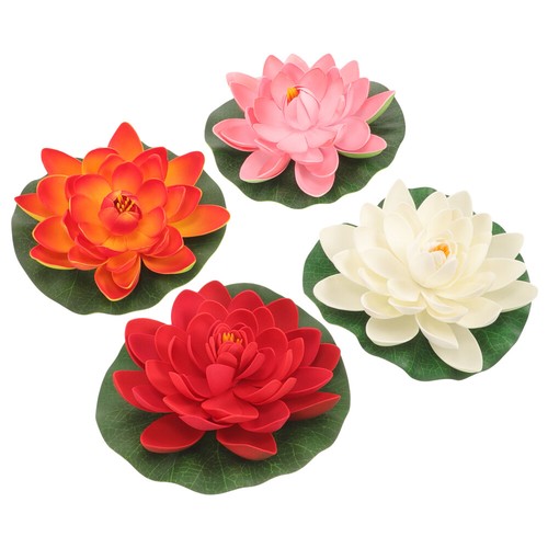 4pcs Plastic Flower Fish Tank Decor Ornaments Simulation Water Lily eBay