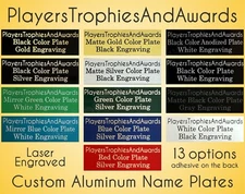 Engraved Name plate ALUMINUM Custom laser Engraving CHOICE of size proof inc PTA