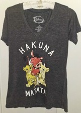 Lion King Hakuna Matata Timon Pumbaa Simba Disney Shirt Gray Women's Size L