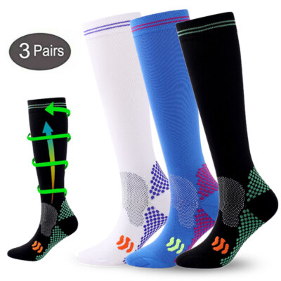 3 Pair Mojo Compression Socks 20-30mmHg by Calf Leg Sports Stockings Men Women