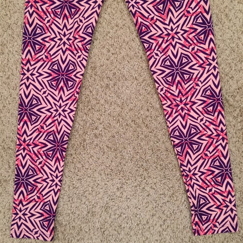 LuLaRoe Leggings One Size OS Pink Geometric - Picture 8 of 10