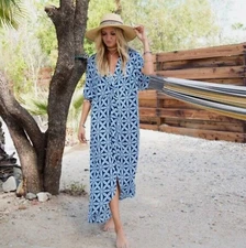 Show Me Your Mumu Get Twisted Blue Maxi Dress Cover Up Sz S Cruise MSRP $150