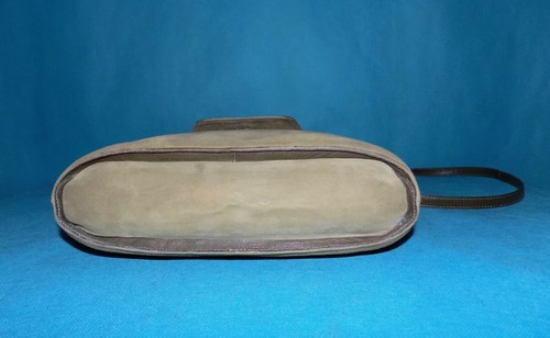 Small Bag CHARLES JOURDAN Vintage Leather Velvet Khaki Worn Shoulder Made France - Picture 5 of 8