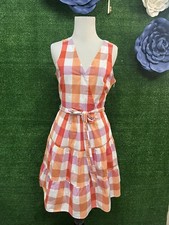 J Crew Multi Color Checked Cotton Dress Size 4 NWT Brand New