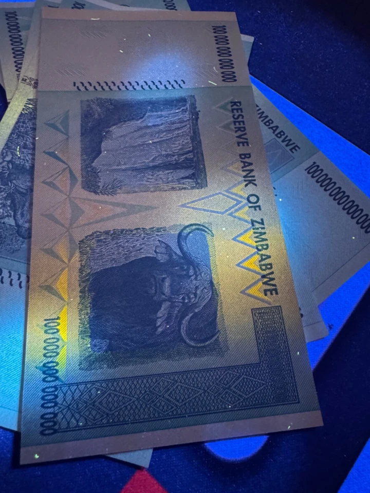 Autêntico Zimbábue 100 Trilhões de Dólares, Moeda CIRCULADA, AA/2008, P-91, UV+ - Imagem 4 de 4