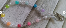 Handmade, Beaded Phone Lanyard, Wrist Strap, Colorful Rainbow Key Chain