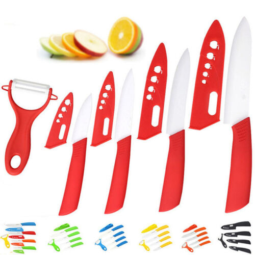 4 Ceramic Knife set Chef Kitchen Knives+fruit Peeler+Cover 3"4"5"6 inch Colorful