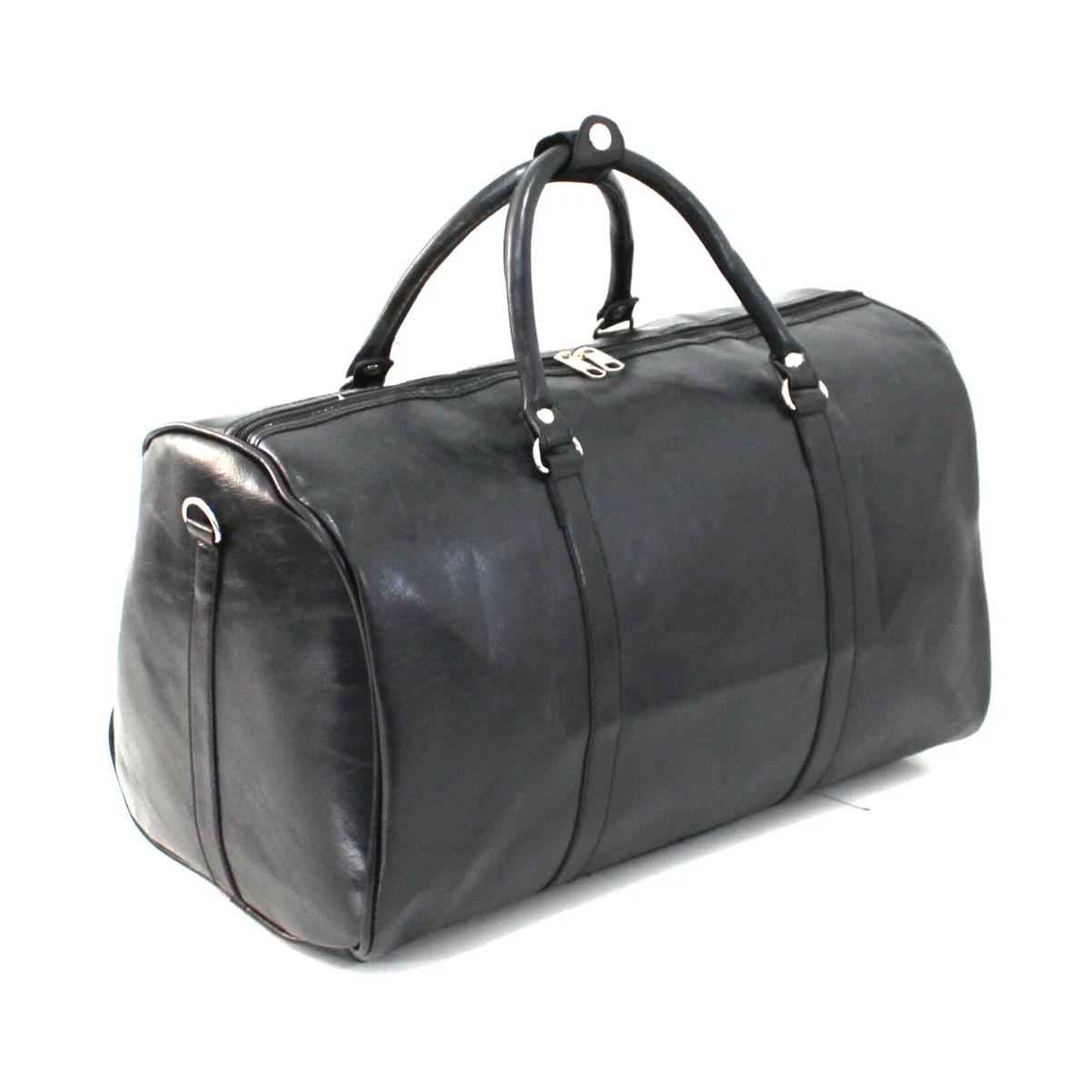 Mens Large Faux Leather Holdall Luggage Weekend Duffel Travel