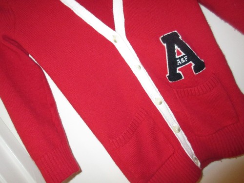 Vintage Abercrombie & Fitch Red White Cardigan Collegiate Y2K Preppy Women sz XS - Picture 4 of 13