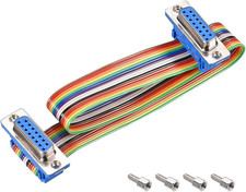 IDC Rainbow Wire Flat Ribbon Cable DB15 Female to DB15 Female Connector 2.54Mm P