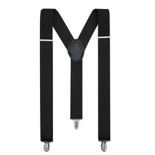 Suspenders for Men Heavy Duty Tuxedo Dress Pants 1.4 inch Black Solid Adjusta...