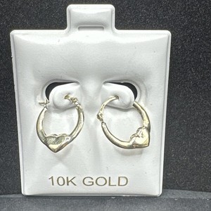 10k Gold Heart Hoops 