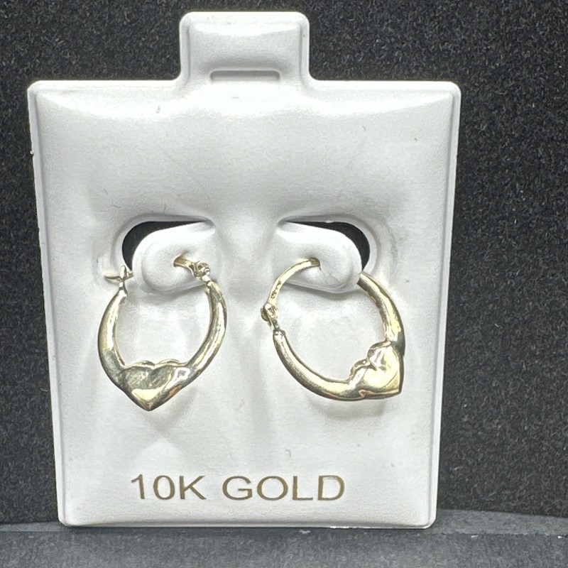 10k Gold Heart Hoops 