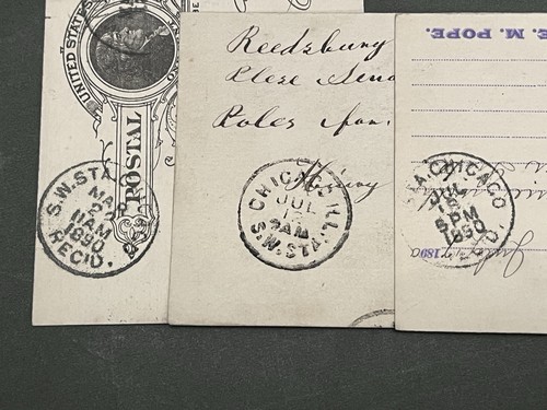 LOT x4 UX9 1890s POSTAL CARDS CHICAGO IL SW STA CANCELS ! MN WI LOOK !! - Picture 3 of 3