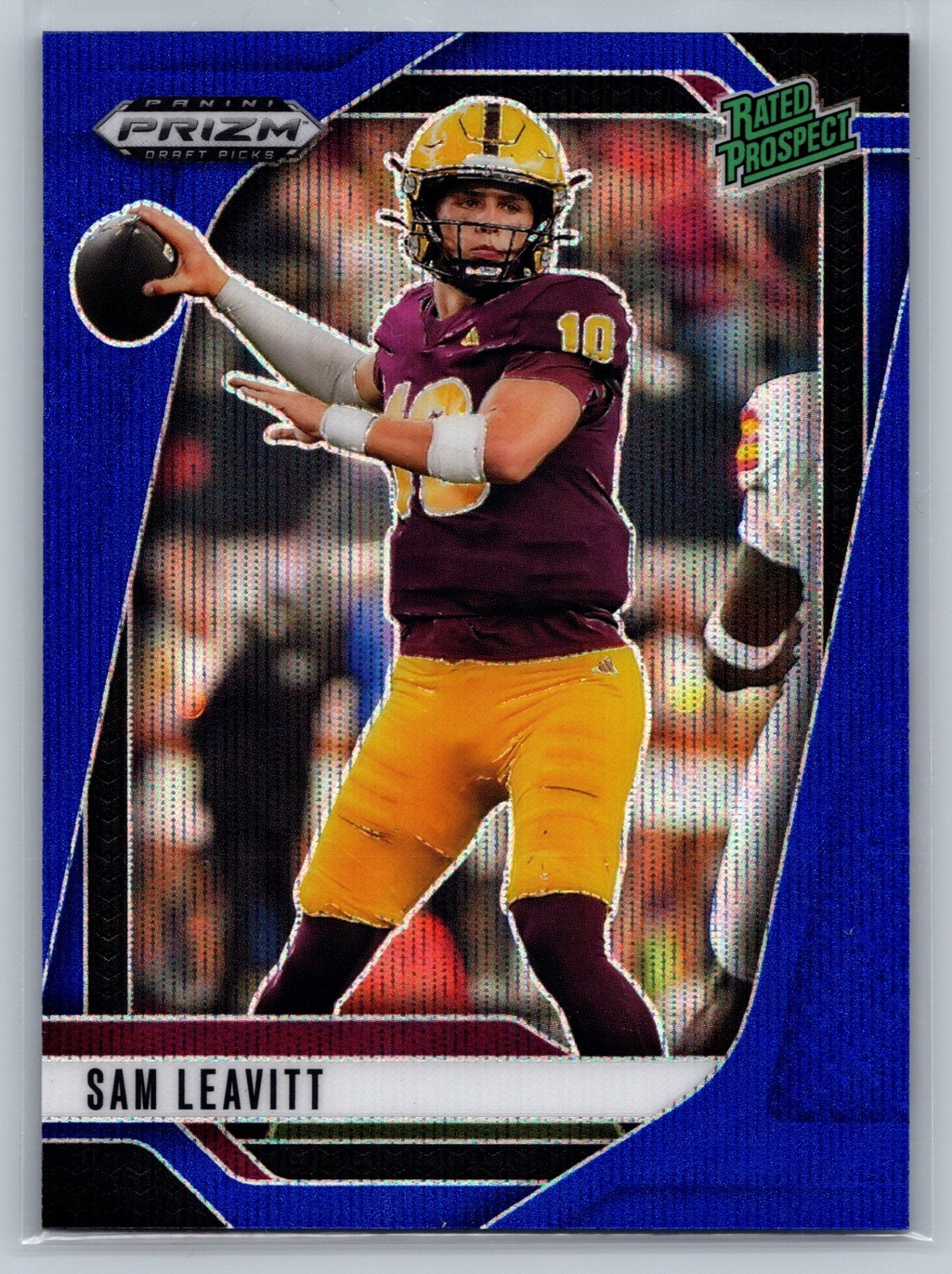 2025 Panini Prizm Draft Picks Sam Leavitt #6 Blue Wave 154/299 RC Sun Devils