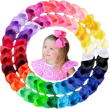 Hair Bows, 30 Colors 4 Inch Grosgrain Ribbon Bows Alligator Clips Hair
