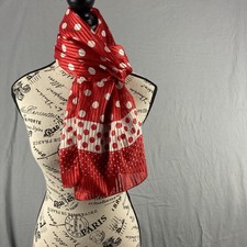 Vintage Polka Dot Scarf Red White Mod Rockabilly Retro Pleated