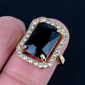 Authentic Black Spinel 18K Gold Plated Handmade Ring of US Size Adjustable