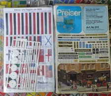Preiser 511 HO Decoration Stickers Set For Around 1900 Flags HO Scale 1/87 NOS