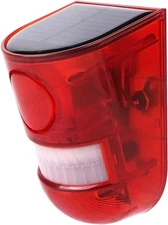 Solar Motion Sensor Detector Siren Sound Alarm LED Warning Strobe Flashing Red L