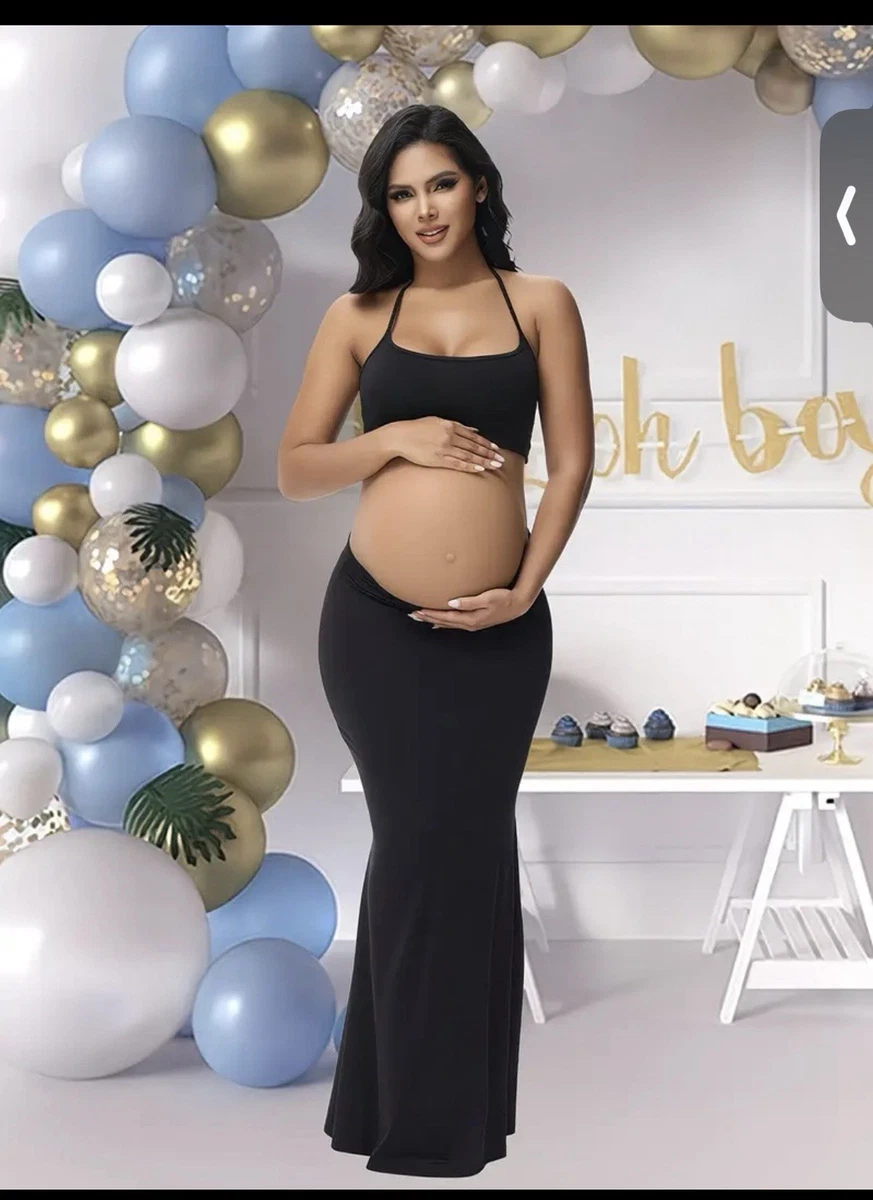 chinese dress ladies Maternity Maxi Halter Neck Layered Frill Trim Dress – Elonnashop