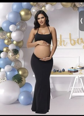 Black Knit Maxi Halter Maternity Dress Sleeveless XL Pullover Casual Long |  eBay