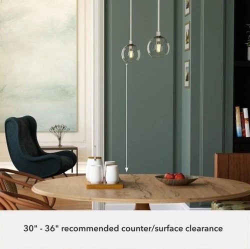 Hunter Xidane 1-Light Brushed Nickel Island Mini Pendant Light with Glass Shade - Picture 6 of 7