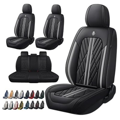 Universal Fit Waterproof Breathable Nappa Full Set 5 Seats Black Grey line