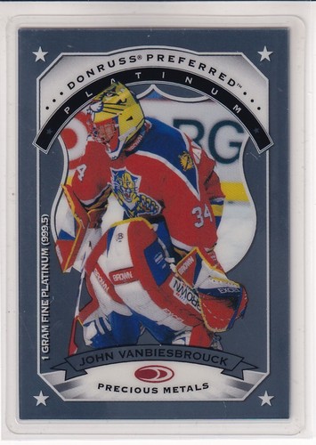 97/98 DONRUSS PREFERRED JOHN VANBIESBROUCK 1 GRAM FINE PLATINUM PRECIOUS METALS