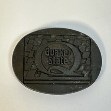 Vintage Quaker State Belt Buckle Brass 70s 80s Oil RJ Brand