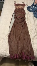 backless brown and pink sparkly prom dress. Used but in good condition.