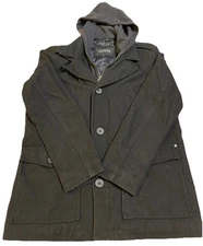 Guess Wool Peacoat With Hood Full Zip And Button Men’s Size Medium