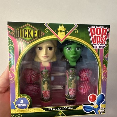 WICKED Pop Ups! Lollipops Glinda & Elphaba Includes 4 FLIX Candy Lollipops