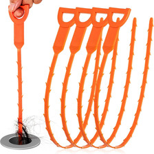 Drain Snake Clog Remover - 4 Pack 20 Inch Flexible Hair Drain Removal Tool for S