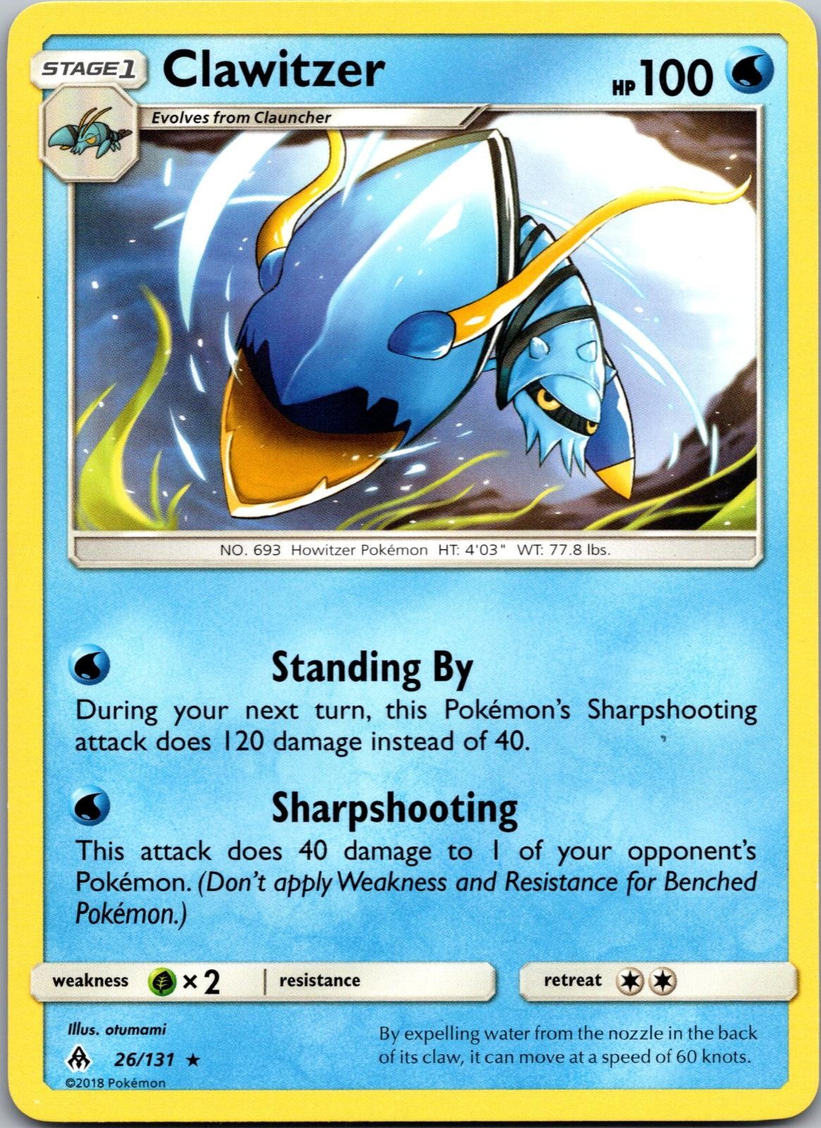 Clawitzer 26/131 Rare Forbidden Light Pokemon Lightly Played