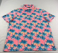 Sunday Swagger Shirt Mens XL Pink Floral AOP Golf Polo Stretch Performance