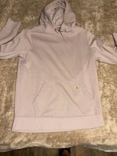 Carhartt Rain Defender Hoodie Womens Medium Pink Relaxed Fit Sleeve Logo