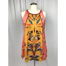 Free People "Dream Free" Peach Mustard Floral Tunic Slip Dress Sleeveless S