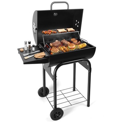 SUNLIFER Barrel Barbecue Charcoal Grill: Premium Spacious Medium, Black 