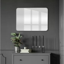 24" x 30" Rectangular Aluminum Frame Framed Wall Bathroom Vanity, Silver